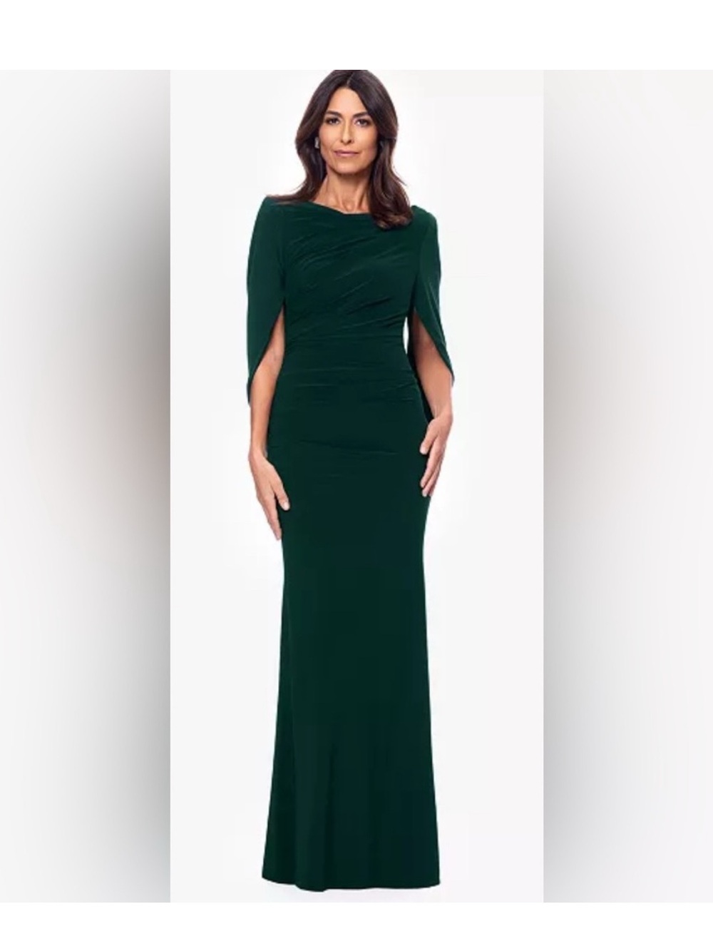 Betsy & Adam Pine Green Cape Sleeve Gown NWT Plus SZ 18W Formal Dress Modest MOB